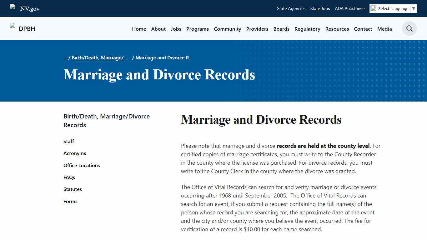 Marriage and Divorce Records